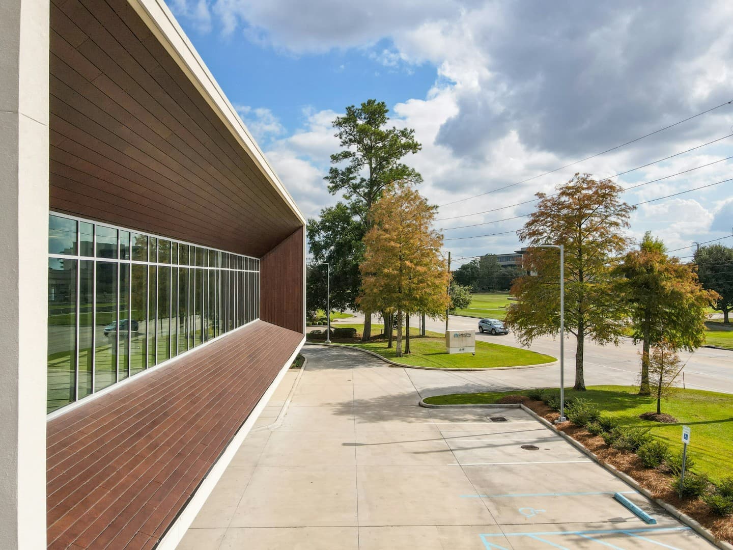 Urban commercial property exterior in a professional business district